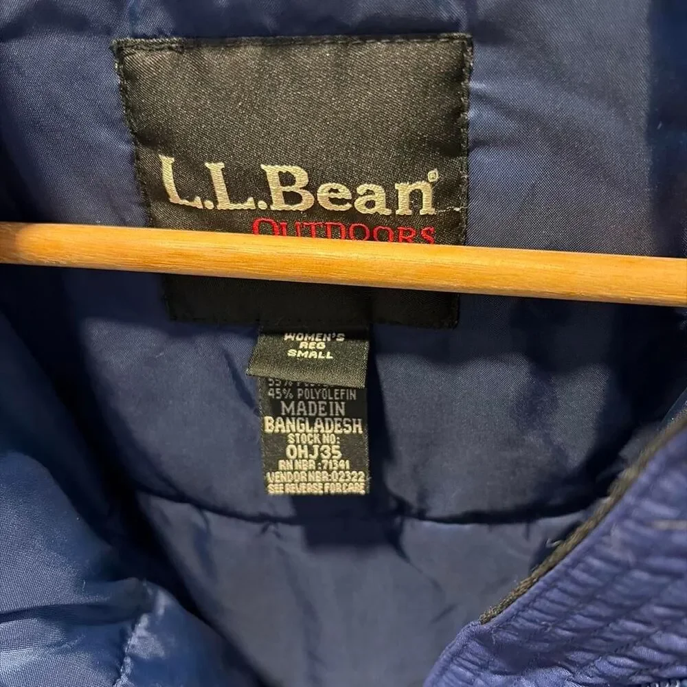 LL Bean Women's Blue Insulated Hooded Winter Parka Jacket Size Small